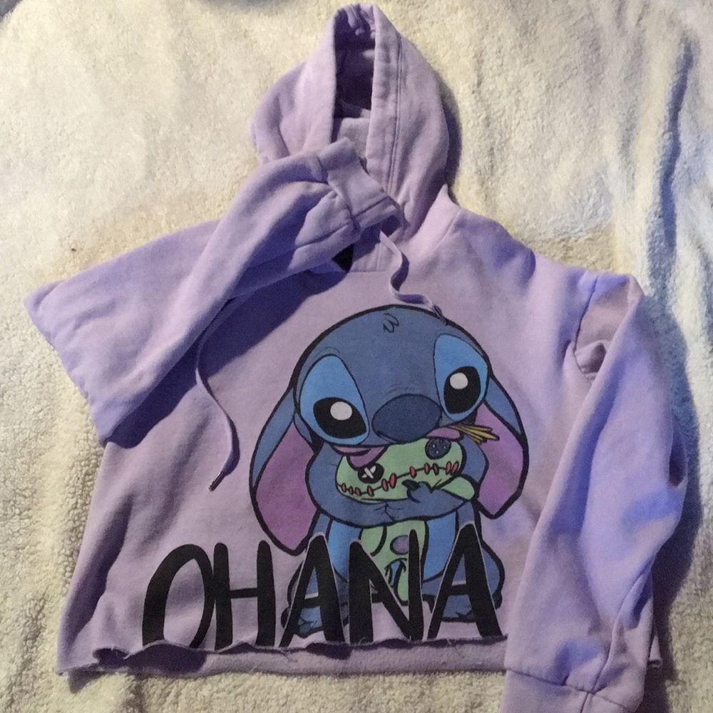 Stitch ‘OHANA’ crop top hoodie
